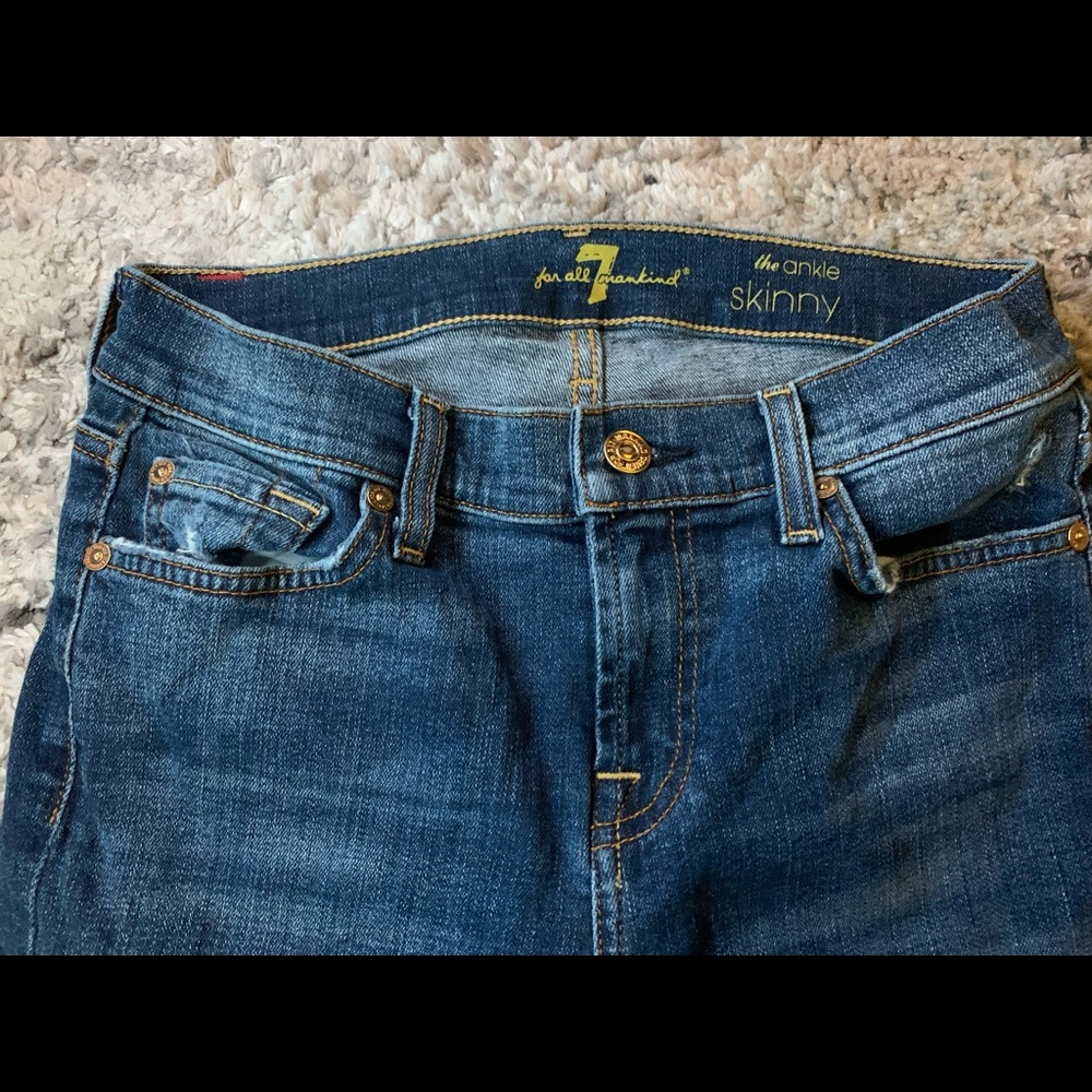 7 FOR ALL MANKIND - The Ankle Skinny Denim Jeans - Size 24 - Picture 3 of 6